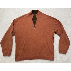 Tommy Bahama Men’s Sweater Size Large Orange 1/4 Zip Marlin Logo Pullover